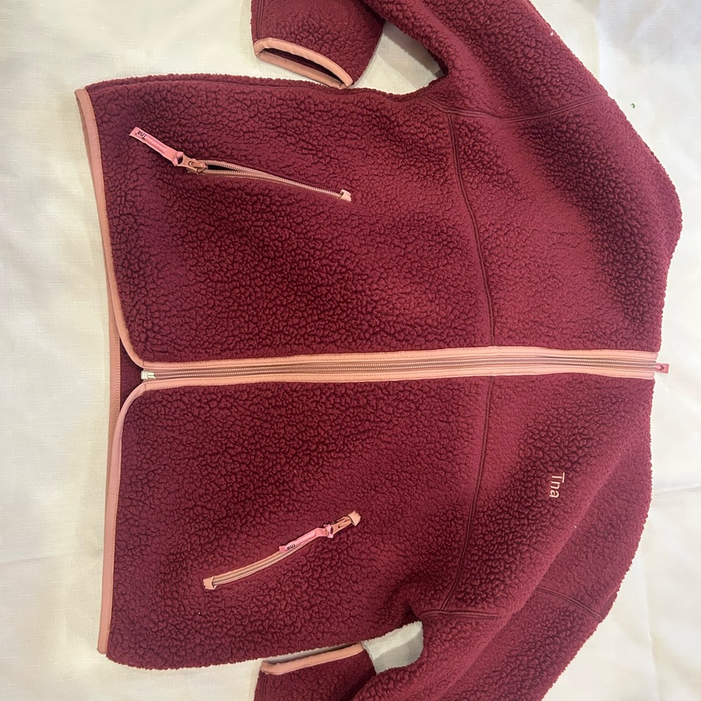 Burgundy Fleece Jacket with Pink Accents TNA